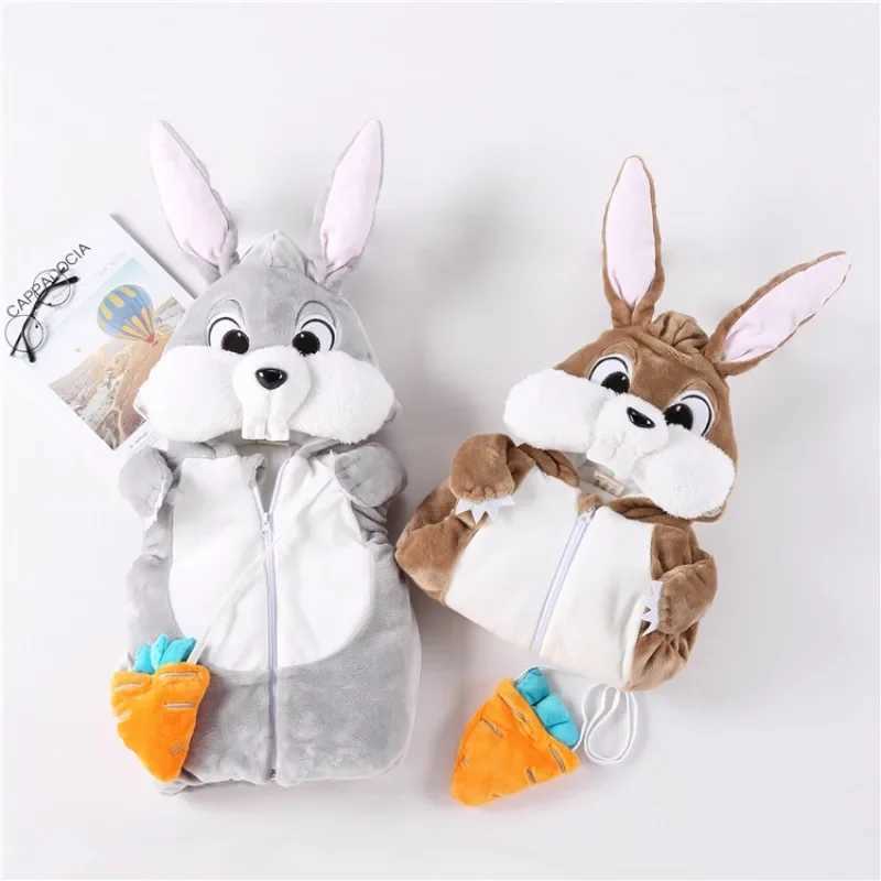 Child Rabbit Bunny Cosplay Costume Cute Baby Animal Hoodie Vest with Carrot Winter Pyjamas Thickening 1-2T 2-3T W250117