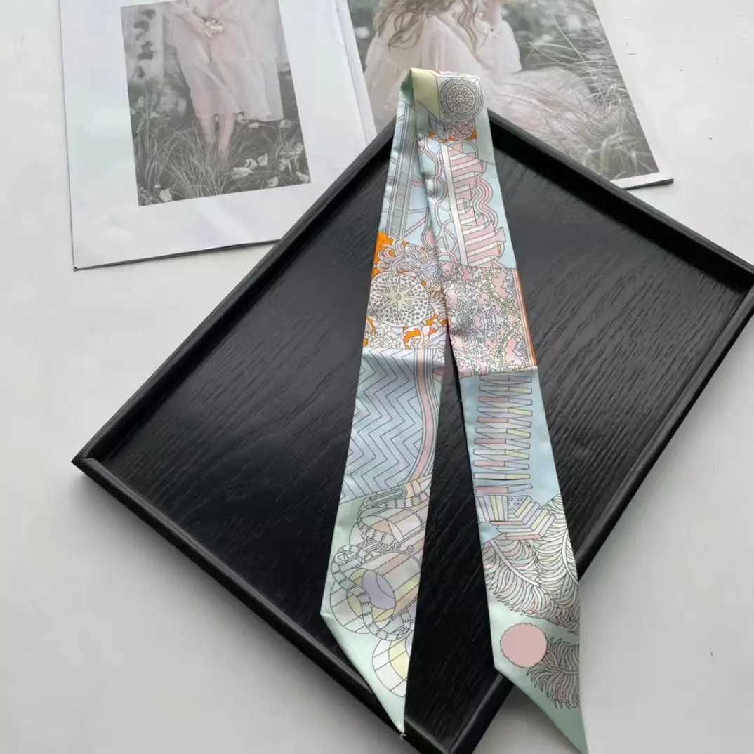 % Twill Silk Scarf for women fashion petite twilly scarf for bag 86*5cm ribbon Hair bands thin skinny scarf Silk handkerchief W250118