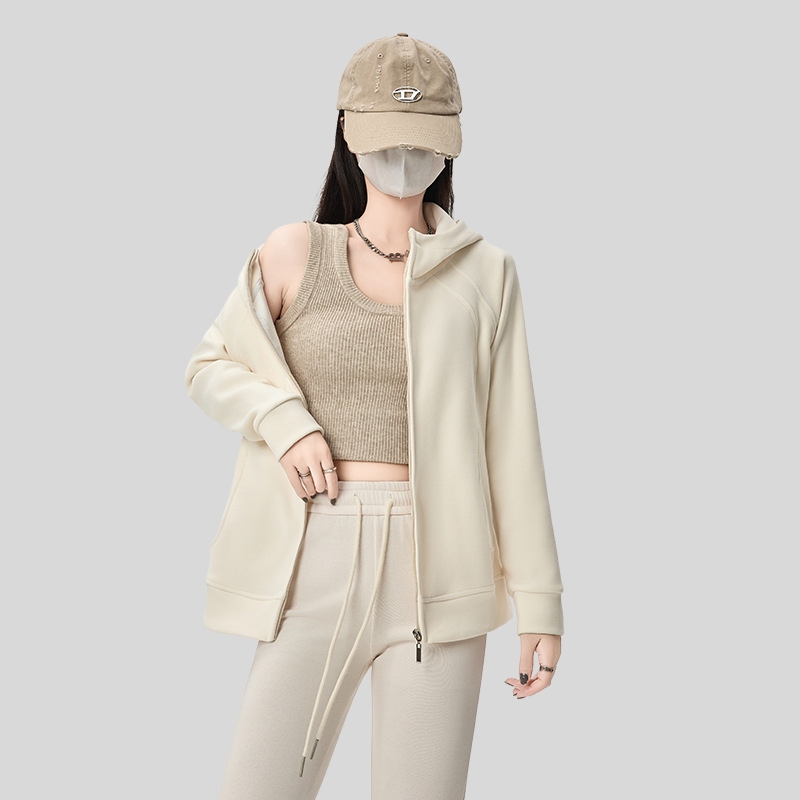 New best-selling spring and autumn Korean thickened sweater jacket women's hooded autumn and winter wear loose casual cardigan women's top
