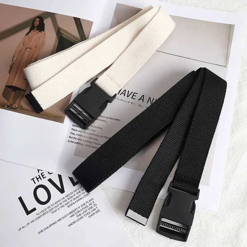 Hundreds of canvas leisure belt men and women plastic buckle belt work trousers youth military training decorative trouser belt W250120