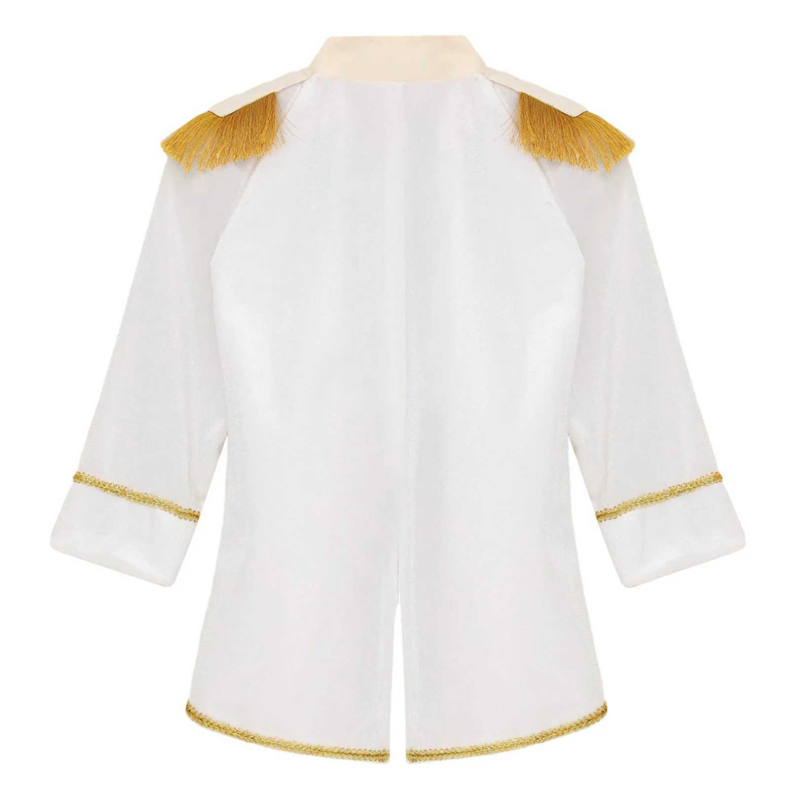 Little Boys Prince Cosplay Costume Long Sleeve Gold Fringe Braiding Velvet Tuxedo Tailcoat Royal Court Cosplay Jacket Dress Up W250117