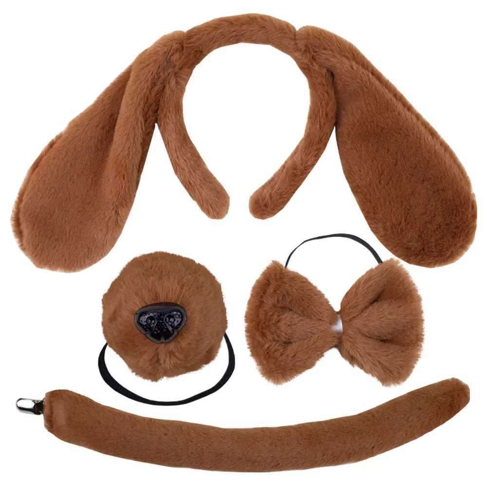 Girls Adult Children Cute Plush Anime Spotted Dog Ears Funny Animal Costume Cosplay Props Headband Skirt Nose Tail W250117