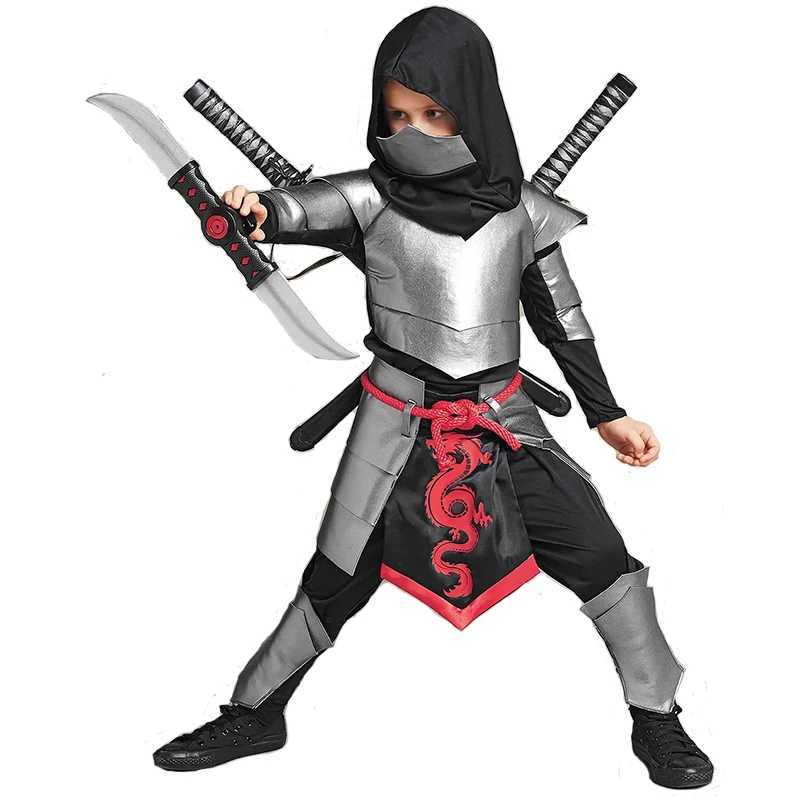 2023 New Arrival Child Dragon Ninja Halloween Cosplay Silver Ninja Costume For Boys W250117