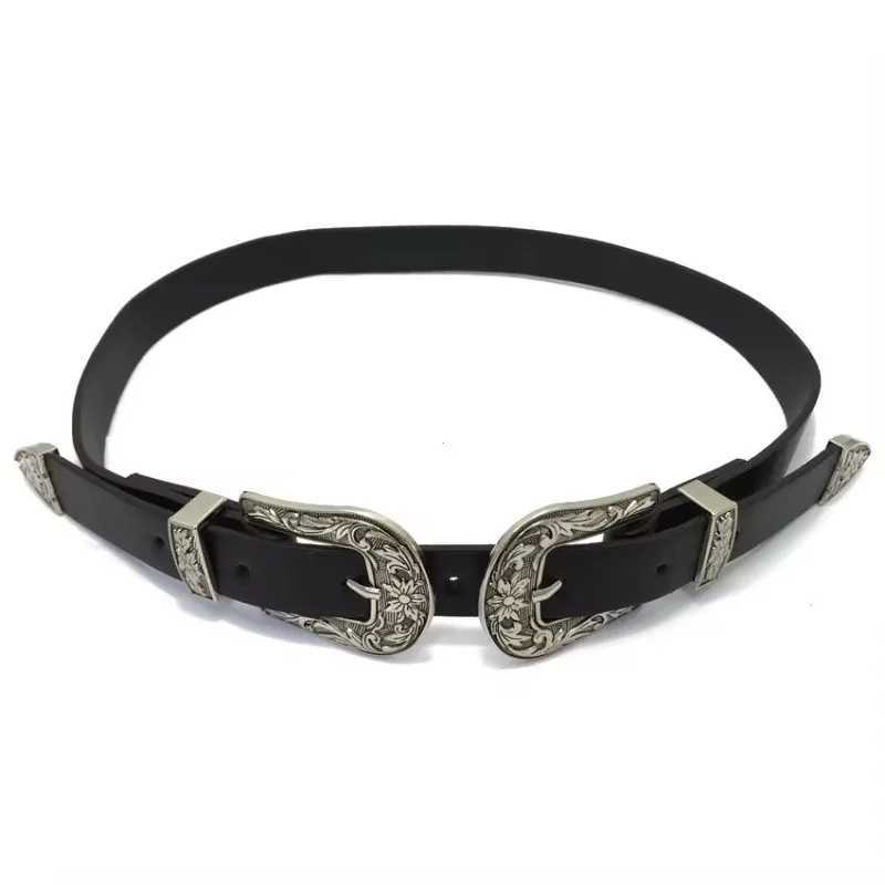 Fashion Retro Belt Carved Design Luxury Brands Metal Leather Belts for Women Double Buckle Waist Belt Waistband Female Belt W250120