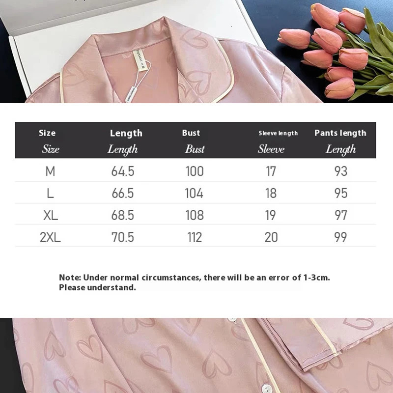 Sexy Nightwear Women Korean Soft Fashion Homewear Love Print Cardigan Lapel ShortSleeved Trousers Ladies Pajama Girl Sleepwear 250122