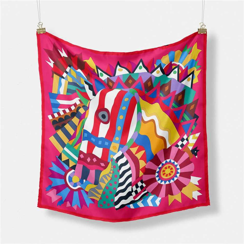 2023 New 53*53cm Silk Satin Hair Scarf Women Handkerchief Printed Female Square Head Bandana Small Neck Muffler Hijab La Girl W250118