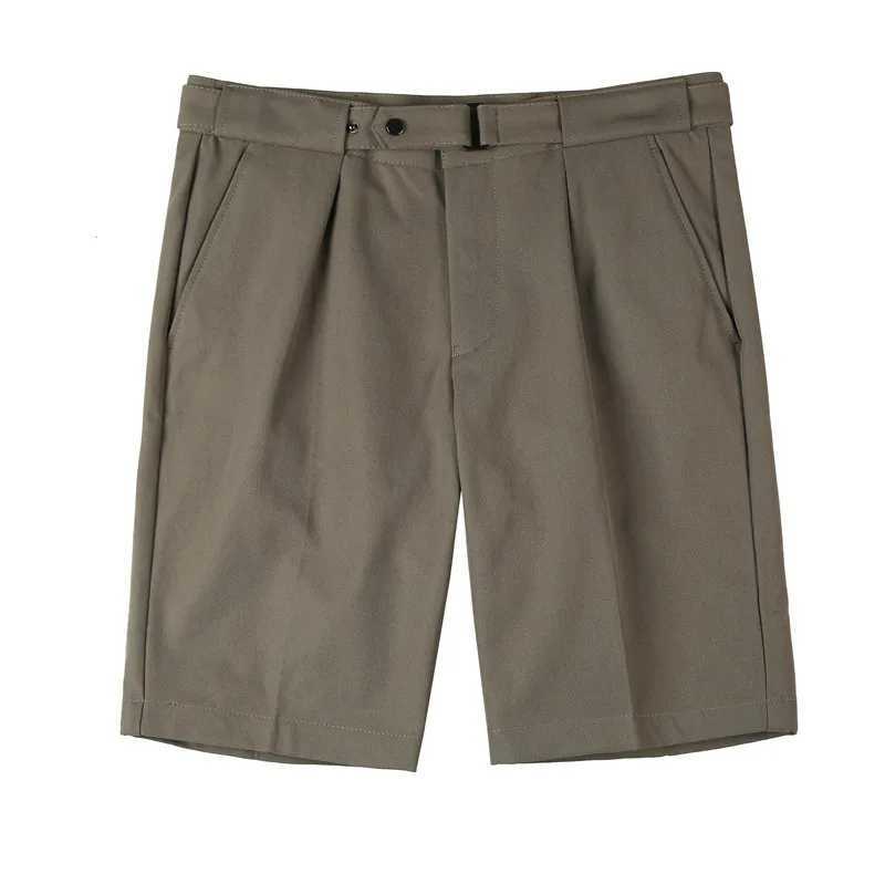 Fashion Summer Knee Length Shorts With Belt Men Clothing Business Formal Wear Slim Fit Casual Solid color Short Homme 4 Colors W250117
