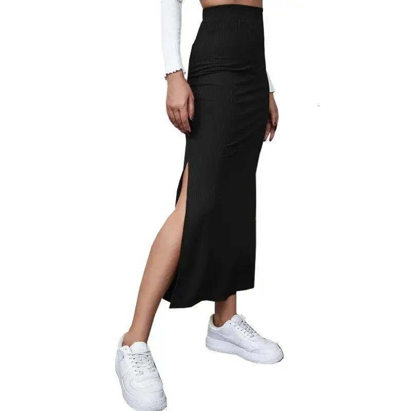 Summer 2024 highwaisted girls buttocks split long skirt sexy spice girl pure sensual woman in the longribbed 250121