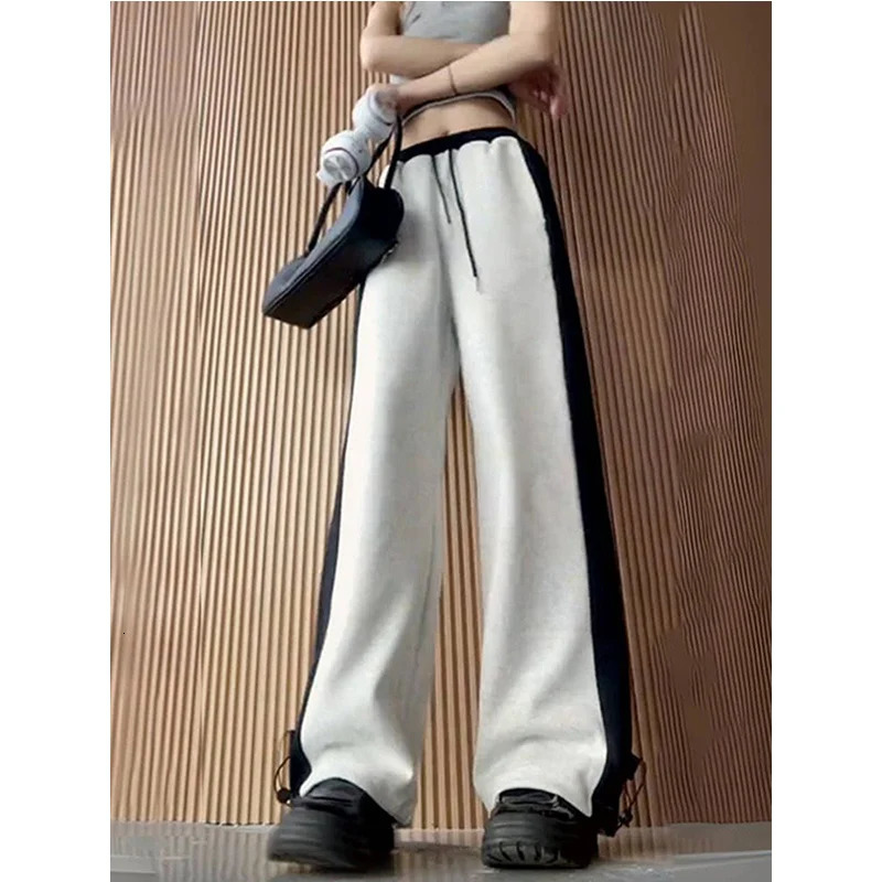 High Waist Drawstring Sports Pants Women Clothing Fashion Loose Allmatch Casual Wide Leg Pocket 250122