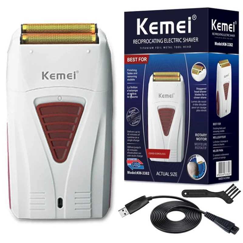 Kemei 3382 Rechargeable Electric Shaver Hair Beard Electric Razor For Men Bald Head Shaving Mane Foil Titanium Cord/CordlessW250117