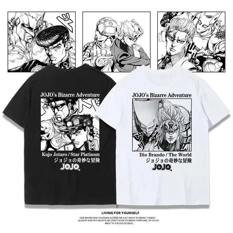Fashion Jojo Bizarre Adventure Short Sleeve T-shirt Vaporwave Aesthetic Jotaro T-Shirt Harajuku Y2k Tee Oversized Men Women Tops W250117