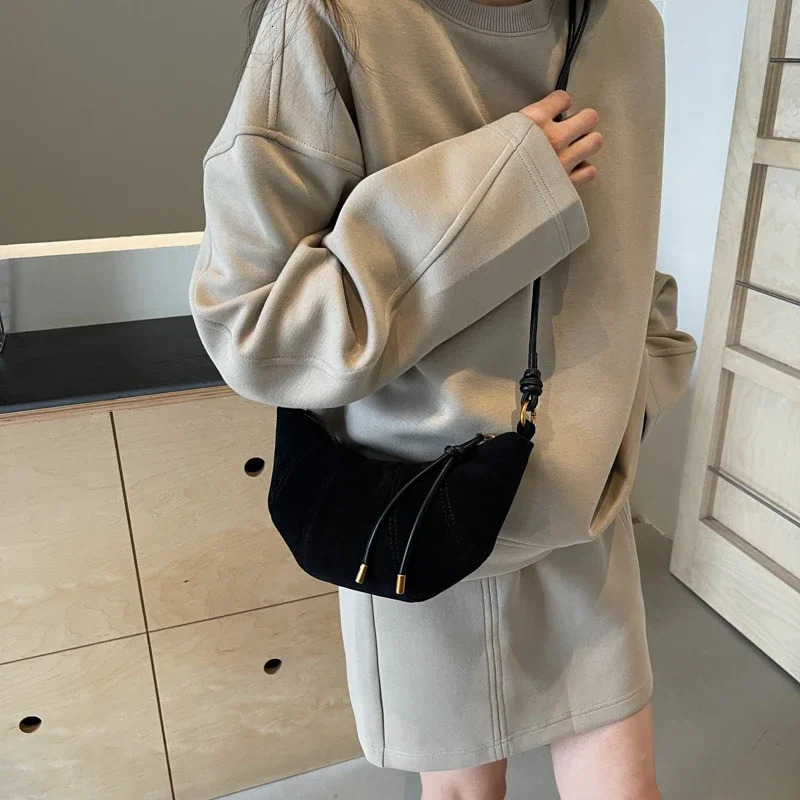 LEFTSIDE Retro Solid Color Splicing Leather Shoulder Bag Womens Fashion Handbag and Wallet Womens Cross Body Bag 250109