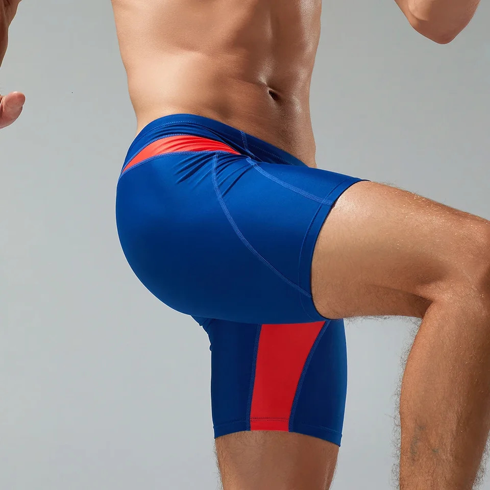 2024 seobean mens low rise color block swim boxer swimwear long vortex swimwear 250121