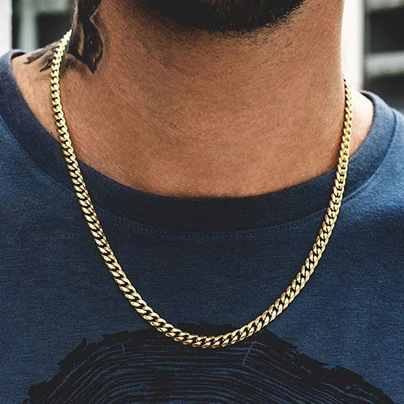 HIYEE Classic Cuban Chain Necklace Temperament Retro Trend Party Wear Amulet Stainless Steel NonFading Accessories 250114