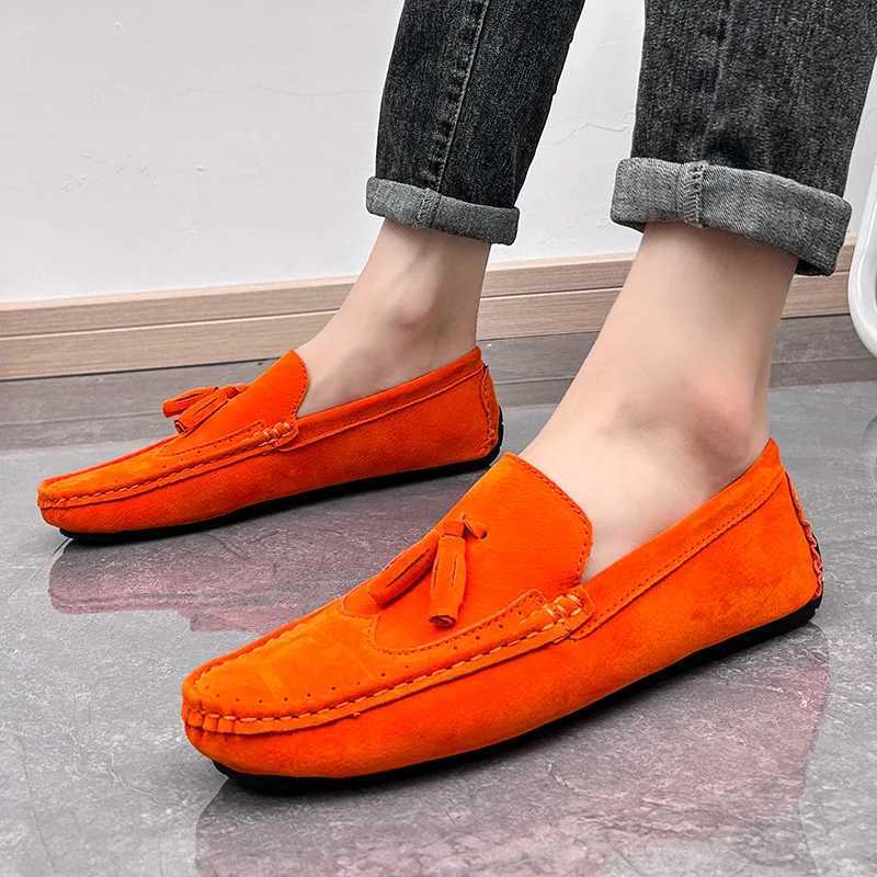 Suede Leather Flat Loafer For Men Fi Slip- Dress Driving Shoes Casual Boat Shoes Big Size Zapatos De HombreXJ250118