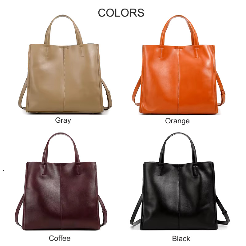 2025 Autumn New Women Genuine Leather Bucket Bag Female Large Capacity Shoulder Messenger Ladies Solid Color Retro Tote Handbag