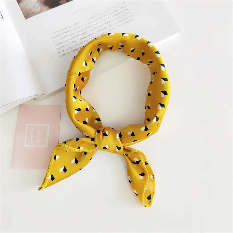 Women Striped Square Scarf Imitated Silk Scarves Leopard Steward Host Ladies Off Neckerchief Foulard Bandana 50*50cm W250118