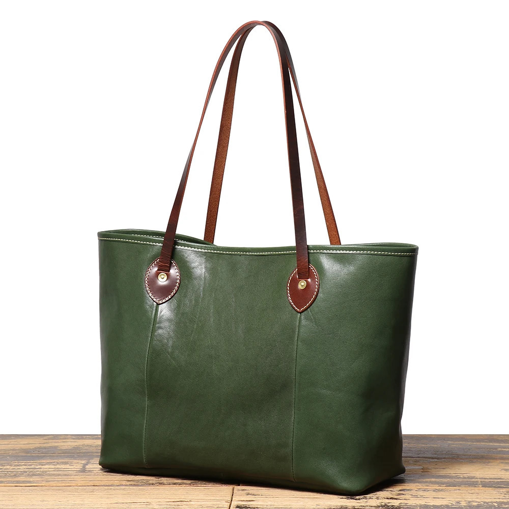 LUOKIR Trendy Genuine Leather Womens Shoulder Bag Vegetable-Tanned Cowhide Fashion Tote Bag Large Capacity Shopping Bag 250121