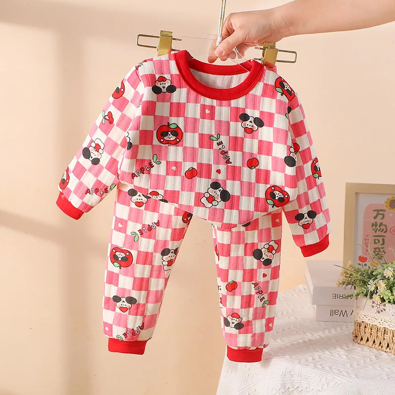 Little Boys 2PCS Sleepwear Autumn Winter Long Sleeve Cartoon Bear Thinken Pullover Elastic Jogger Pants Suit Baby Boys Homewear 250121