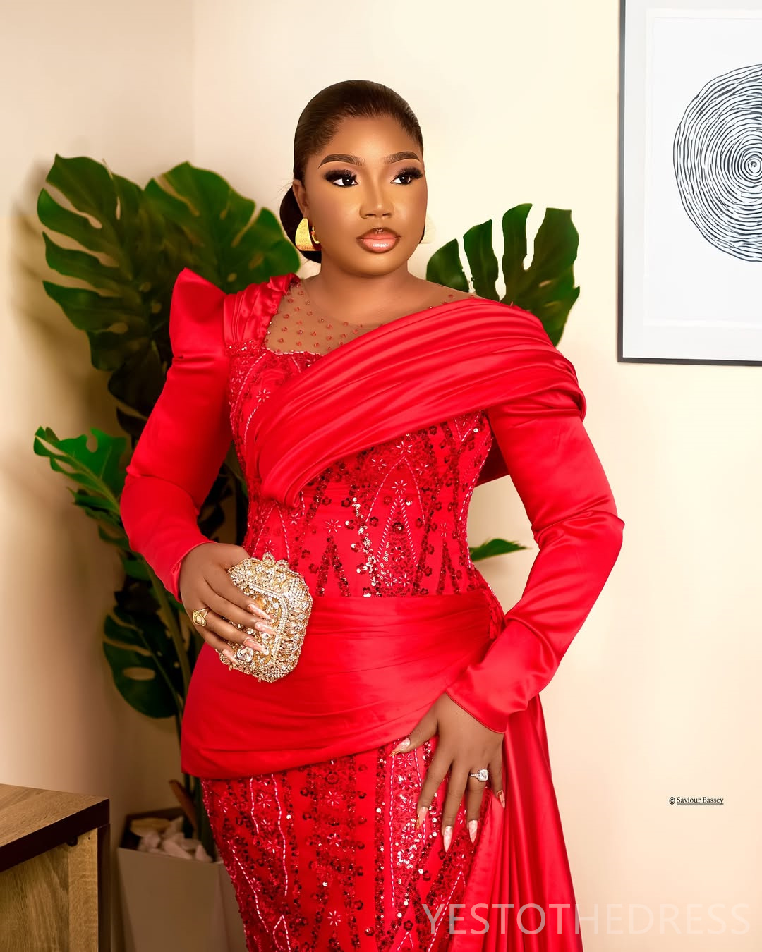 2025 Plus Size Red Aso Ebi Prom Dresses For Occasions Mermaid Evening Gowns For Black Women Illusion Sheer Neck Beaded Birthday Dress Second Reception