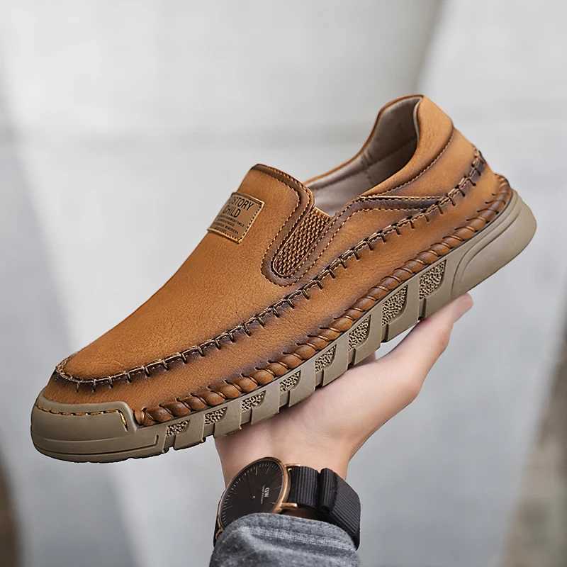 New Brand Men Shoes Leather Casual All-mah Loafers Mens Moccasin Comfortable Driving Boat Shoes All-mah Mens Office FlatsXJ250118