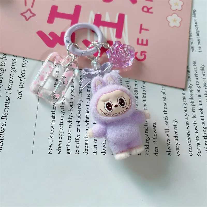 Kaii Labubu Keychain Doll Couple Keyring Cute Cartoon Creative Mobile Phone Bag Pendant Charms Backpack Decoration Gifts W250116
