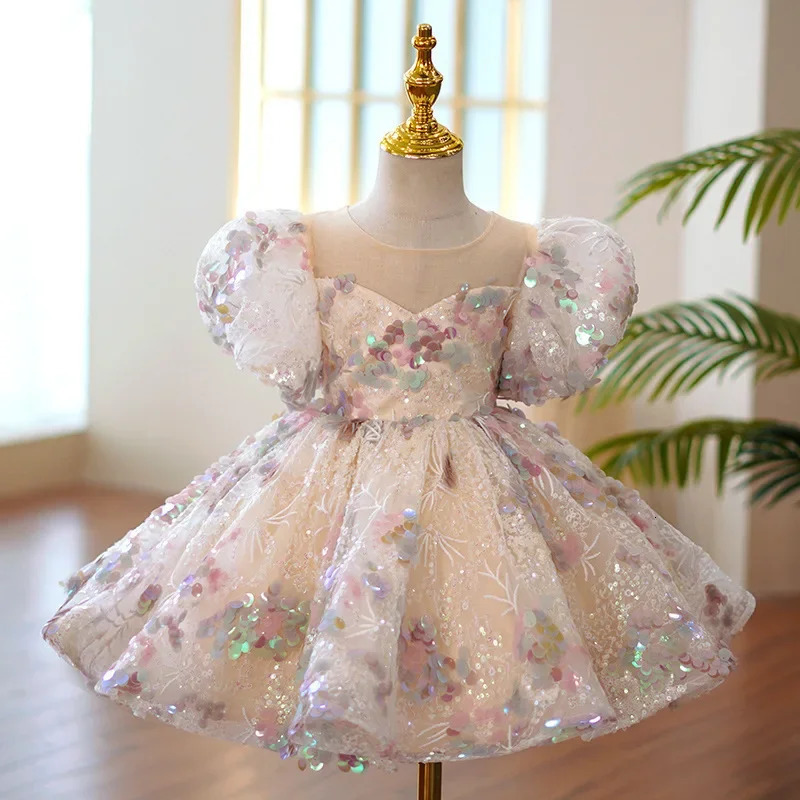 Children Evening Dresses for Girls 3 12 14 Years Kids Birthday Party Fluffy Ball Gown Wedding Prom Formal Lace Dress 250117