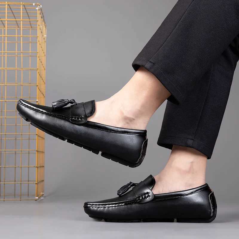Italian Mens Shoes Casual Brands Slip Formal Luxury Shoes Men Tassel Loafers Genuine Leather Brown Driving ShoesXJ250118