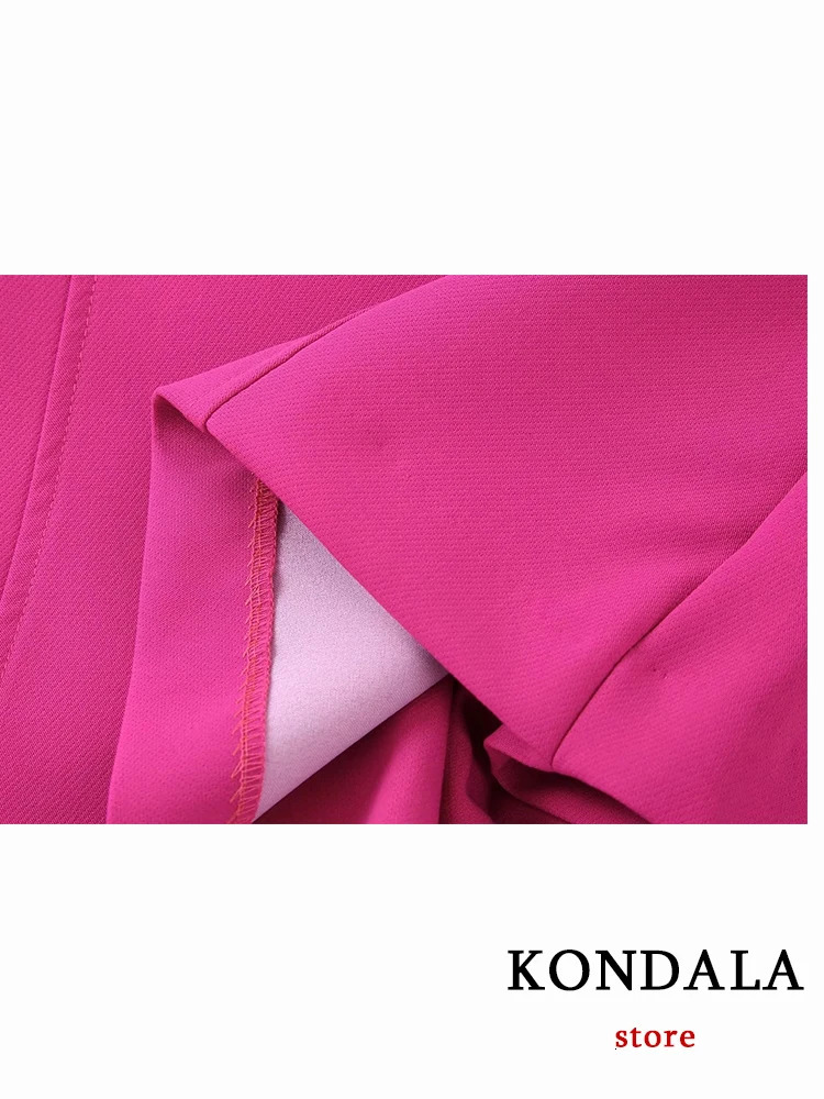 KONDALA Office Lady Rosered 2 Piece Blazer Women Suits V Neck Short WomenHigh Waist Shorts Skirt Female Fashion Set 250122