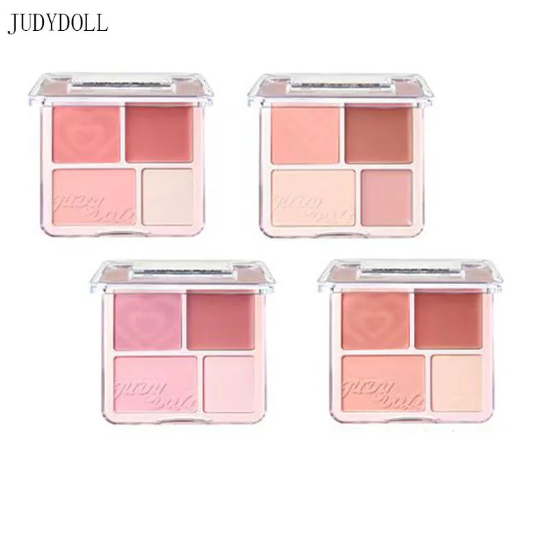 Judydoll 4 Color Powder Blush Cream Clay Highlight Palette Matte Expanding Color Highlight Comprehensive Disk Makeup 250108