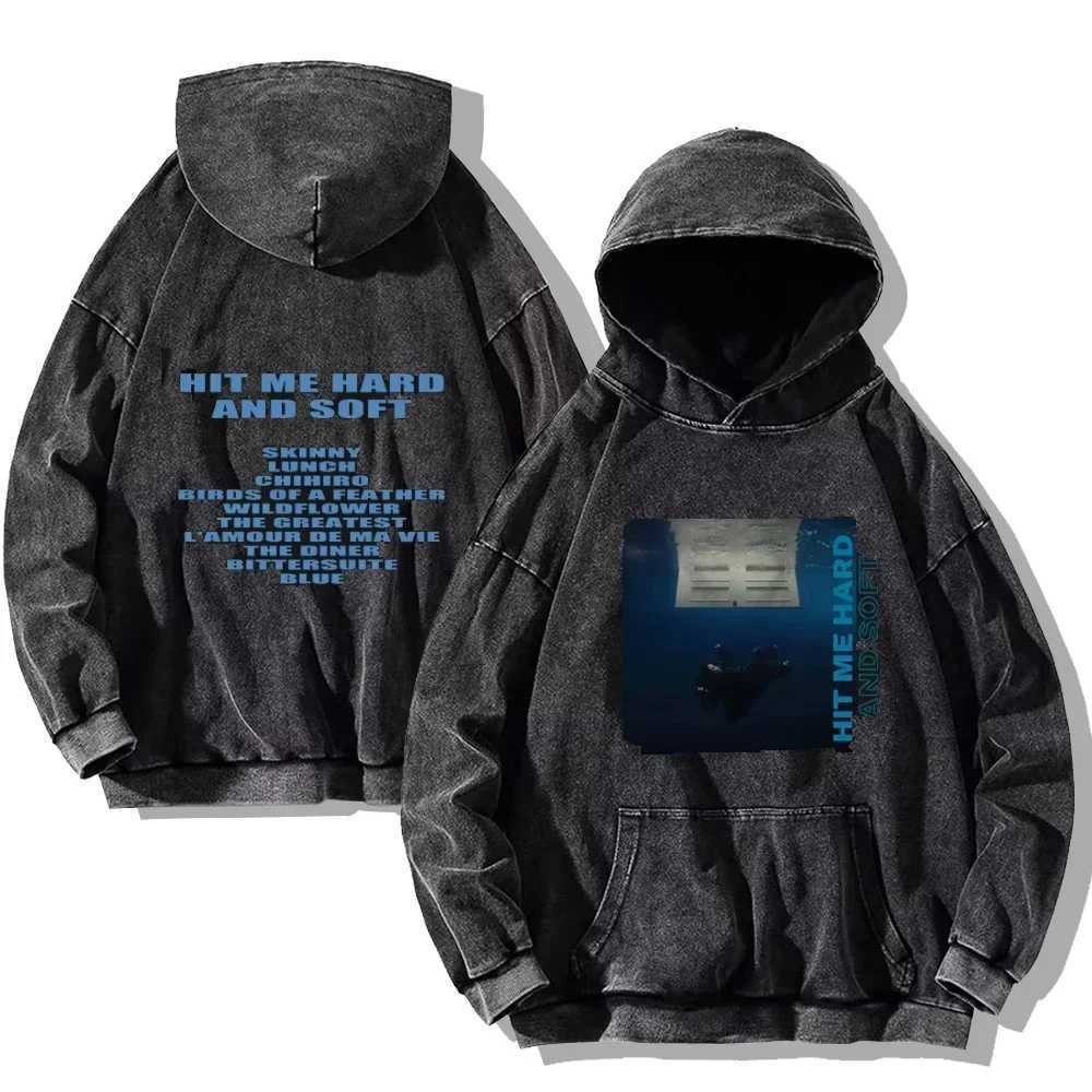 Hit Me Hard and Soft Washed Hoodies Vintage Cotton Hooded Pullover Mens Womens Loose Casual Gothic Sweatshirts Y2K Coat Unisex W250117
