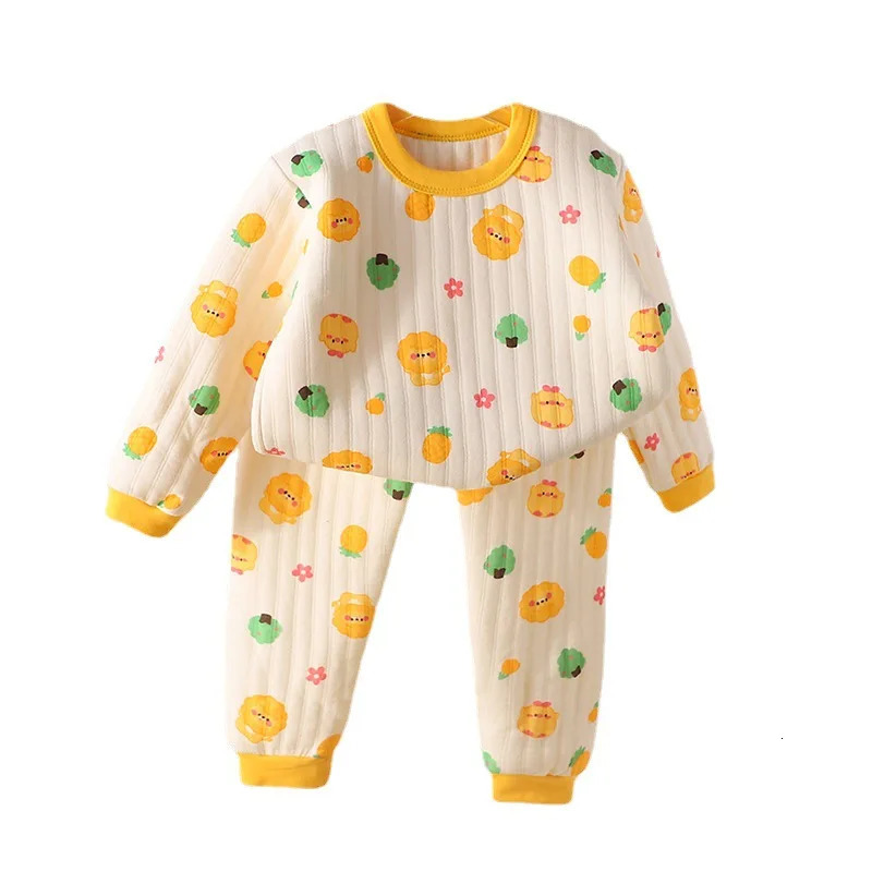 Little Boys 2PCS Sleepwear Autumn Winter Long Sleeve Cartoon Bear Thinken Pullover Elastic Jogger Pants Suit Baby Boys Homewear 250121
