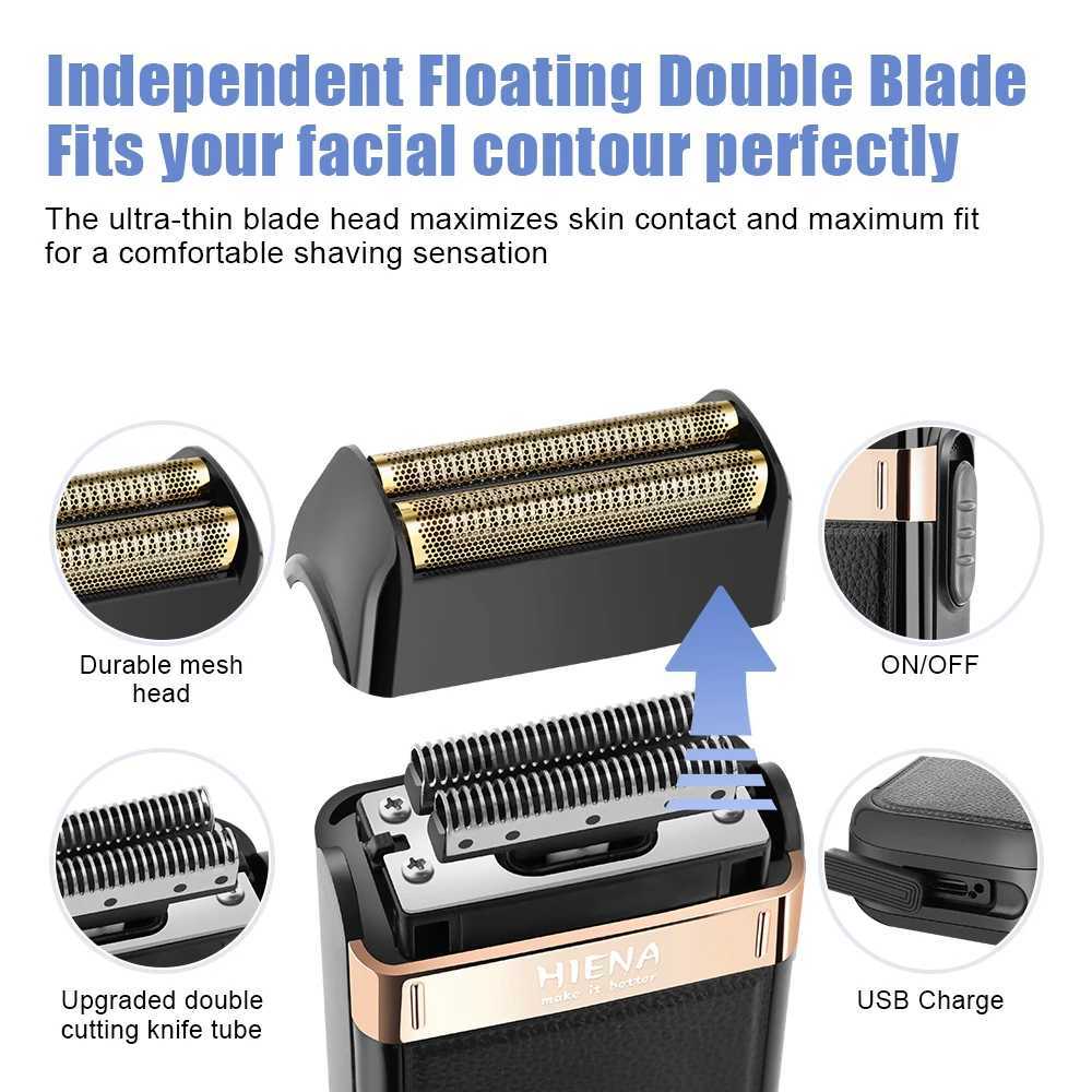 HIENA Mens Shaver Double Waterproof Reciprocating Cordless Shaver Rechargeable ShaverW250117