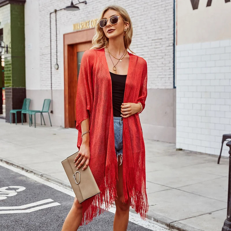 2023 Swimsuit Coverups Fashion Tassel Gold Bikini Beach Cover Up Sexy Dress Tunics for Women Summer Wear See Through 250121