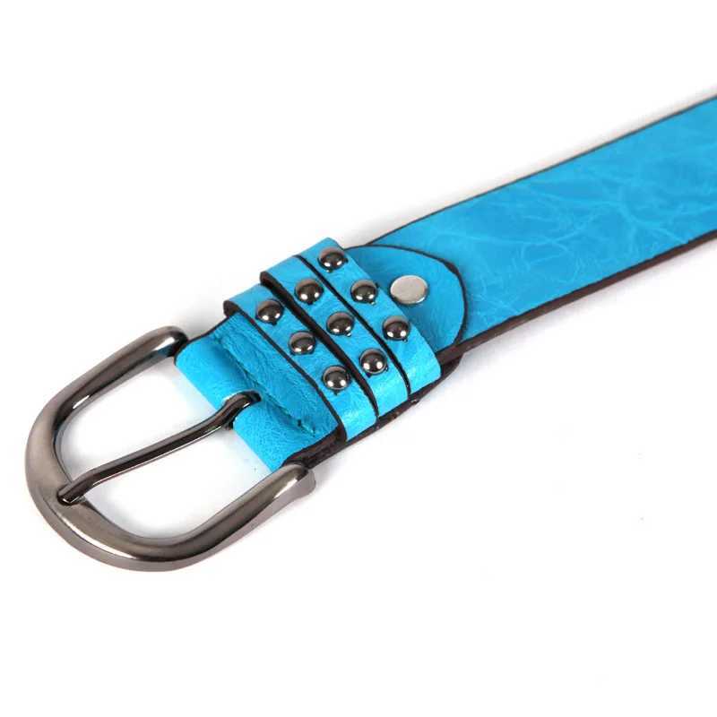 Punk Style Womens Belt All-match PU Leather Alloy Pin Buckle Solid Color Personality Blue Designer Belt Female Wholesale W250120
