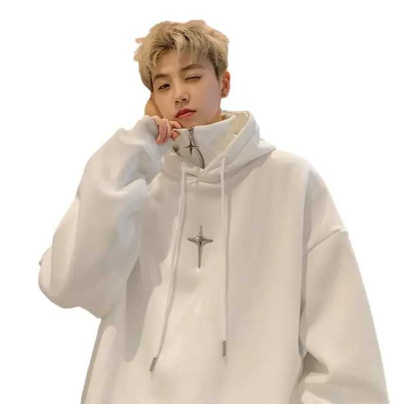 Two piece Illusionpolo/Turtle Neck Sweatshirt Mens Hoodie Spring and Autumn American Style Trendy High end Fashion Versati W250117