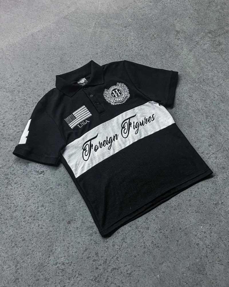 American Gothic Harajuku Alphabet embroidery design Polo shirt men clothing Y2k street fashion vintage shirt new trend lapel top W250117