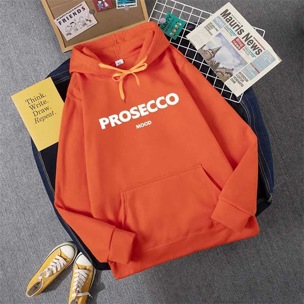 PROSECCO MOOD Letter Graphic Printed Hoodies Women Summer Oversize Female Clothing Elegant O Neck Cotton Lady Tops Y2k W250117
