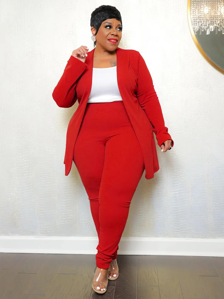 Wmstar Plus Size Two Piece Outfit Matching Suit Solid Top Leggings Pants Sets Casual Fall Winter Wholesale Drop 250122