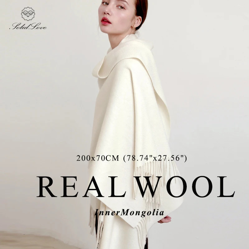 Women Scarf Winter Wool Shawl White Shawl Thickened Big size long Scarf 100% Wool scarf for Lades Sell Fashion 250120