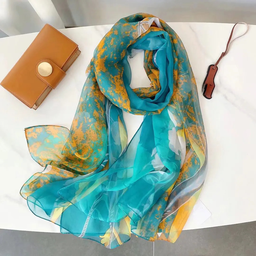 Silk Scarf Fashion Neck Print Foulard Female Hijab Women Soft Warm Pashmina Beach Stoles Head Scarves Shawl Wrap Echarpe Bandana 250120
