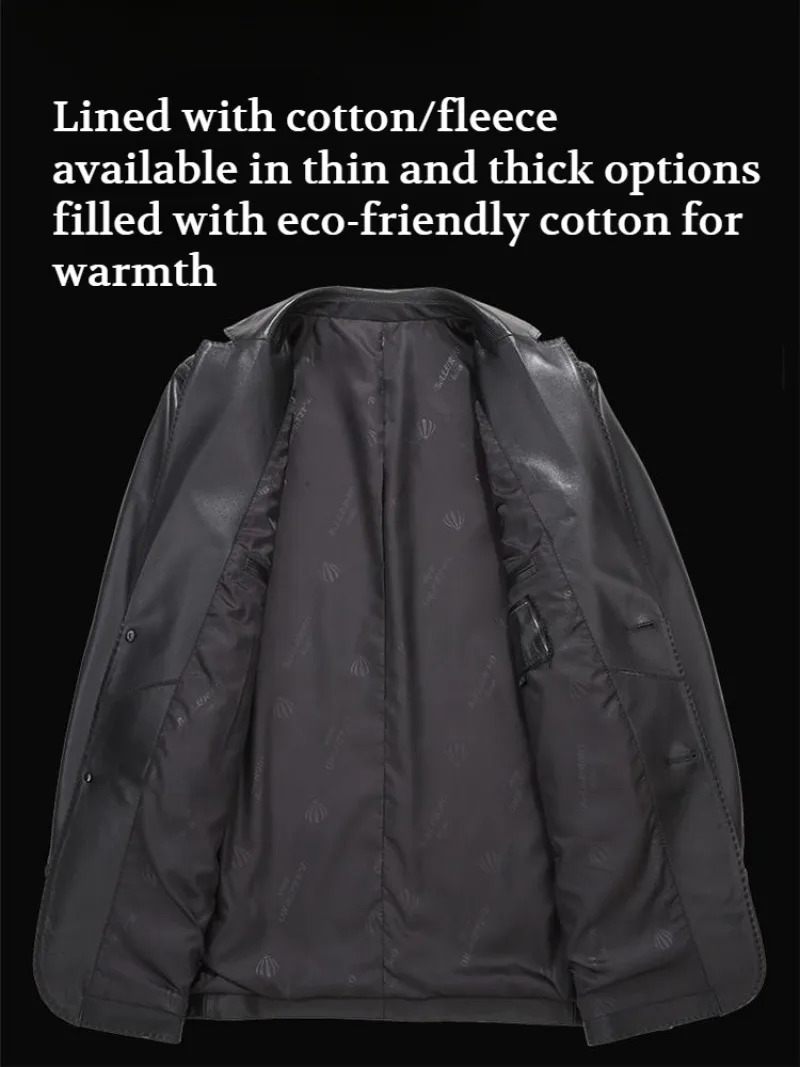 Mens winter leather jacket Midlength Winter Warmth Good warmth Highend mens pursuit Korean Style Lapel Motorcycle Jacket 250120