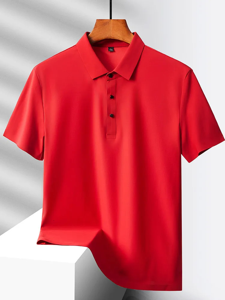 2024 Summer High-End Mesh Ice Silk Short-Sleeved T-Shirt Mens Shirt Collar Purple Khaki Green Solid Color Slip Polo 250120