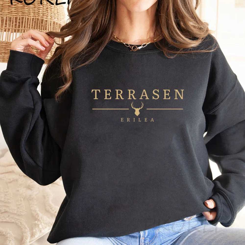 Terrasen Sportswear Glass Throne Hoodie Womens Crewneck Sportswear SJM Bookish Pullover Gift Rhysand Fan Casual Top W250117