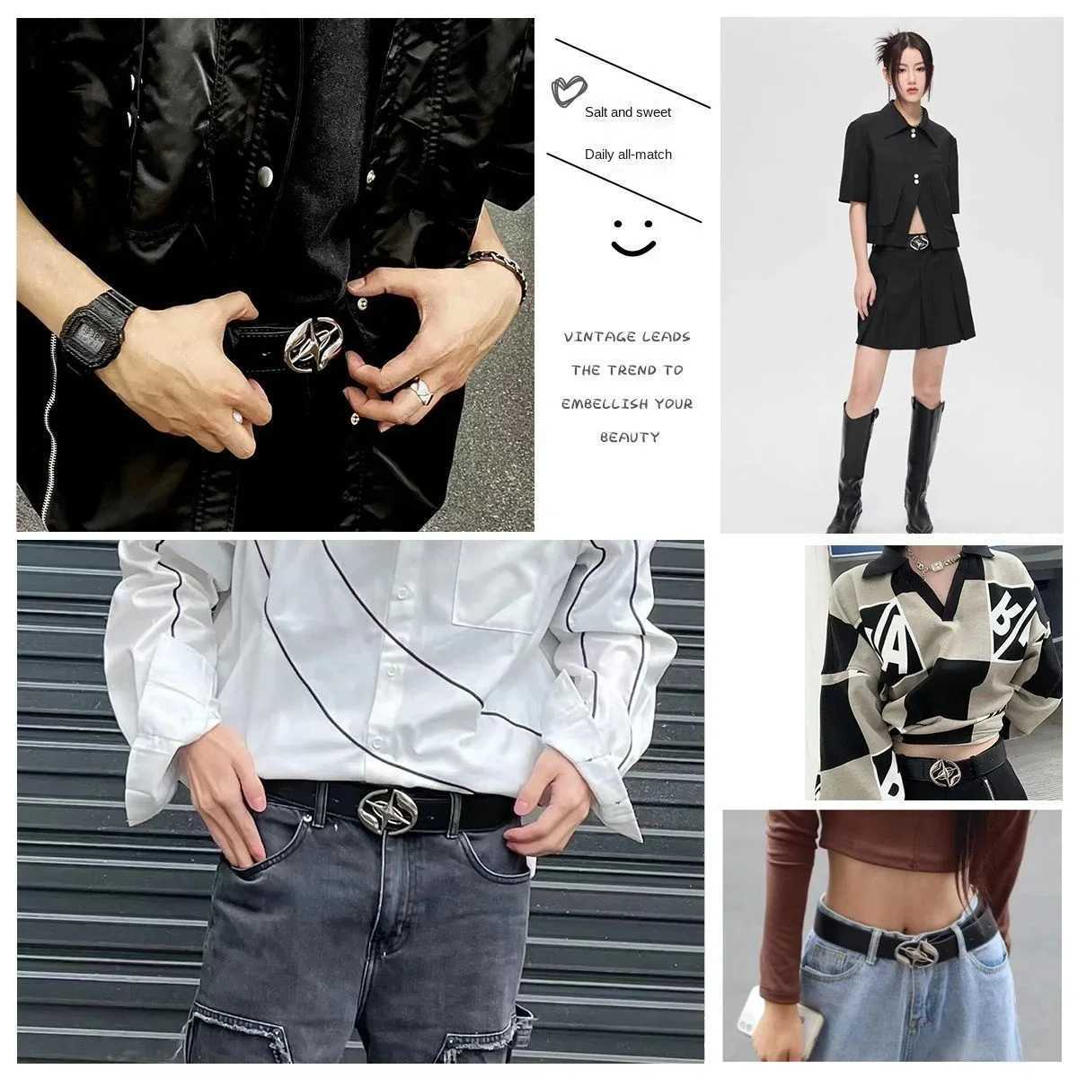 2023 Fashion Metal Star Button Gothic Punk Style Belt For Men Women Casual Style Belt For Daily Wear Jeans For Men Women Belt W250120