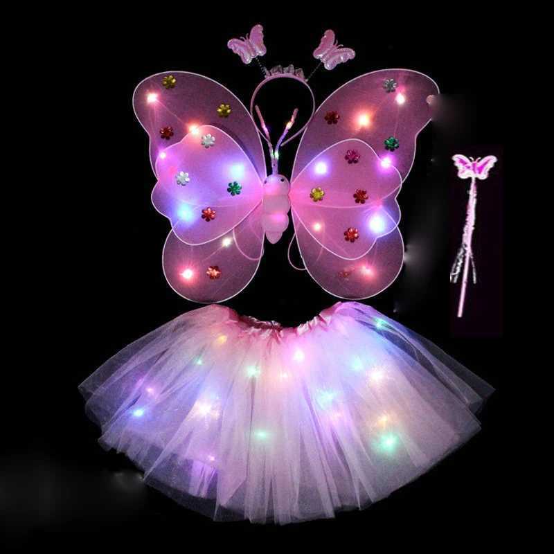 Luminous Fairy Wing 2-8 Years Dance Costume Birthday Dance Costume Colorful Princess Butterfly Costume Glowing Fairy Elf W250117