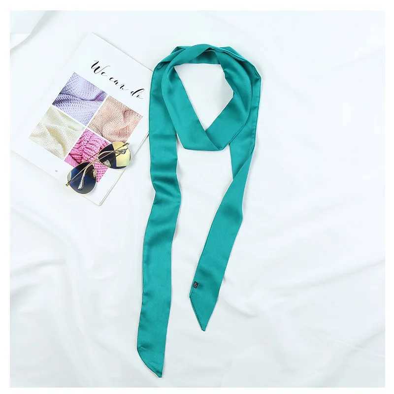 New Solid Color Slender Narrow Long Scarf Tied Bag Handle Scarves Small Satin Ribbon Decorative Bag Skinny Scarves W250118