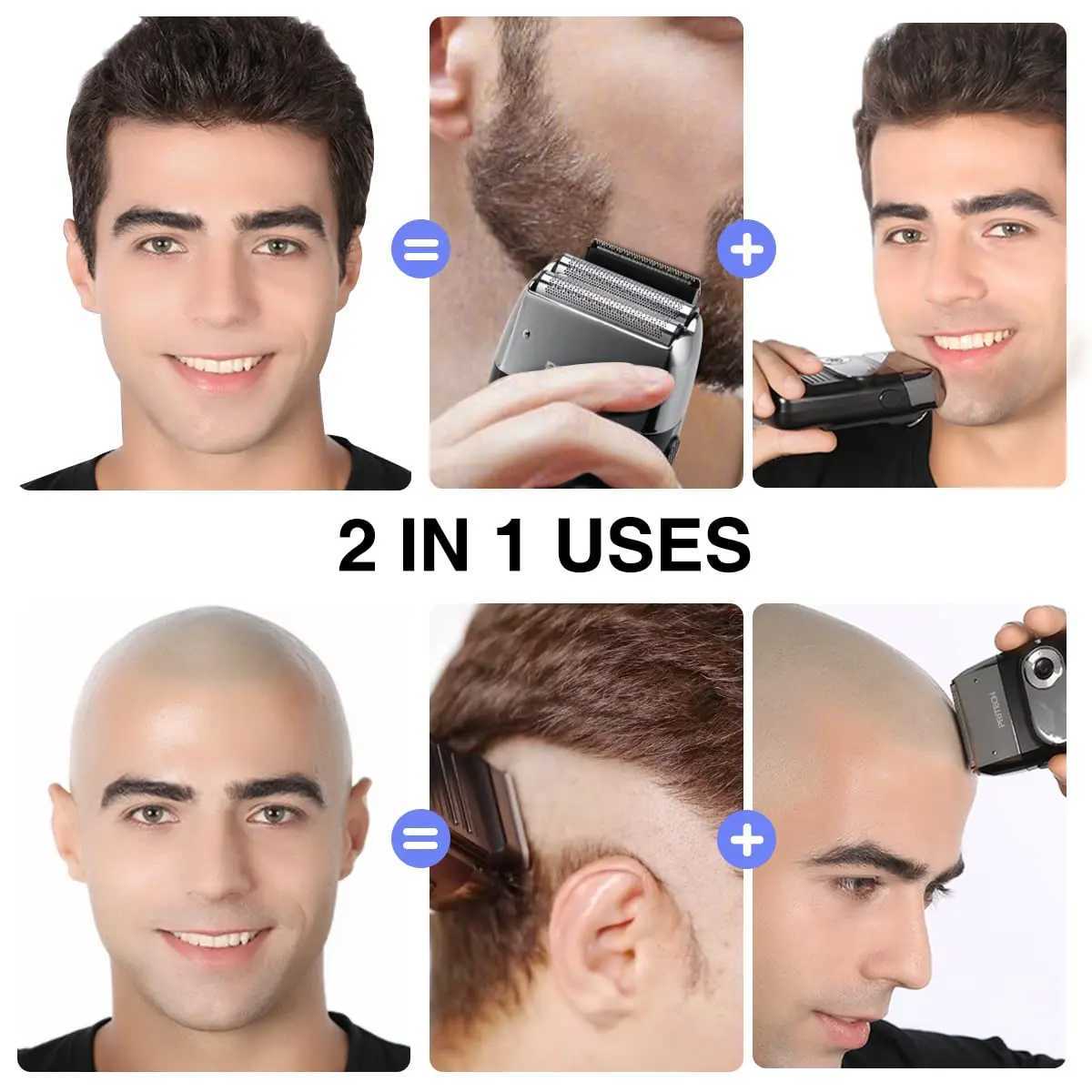Pritech Rechargeable Electric Shaver for Men Cordless Razor Waterproof Beard Trimmer Head Hair Remover Safety Barber AccessoriesW250117