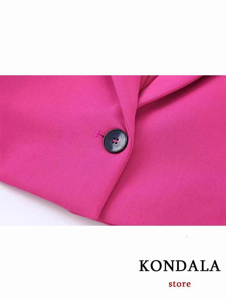 KONDALA Office Lady Rosered 2 Piece Blazer Women Suits V Neck Short WomenHigh Waist Shorts Skirt Female Fashion Set 250122