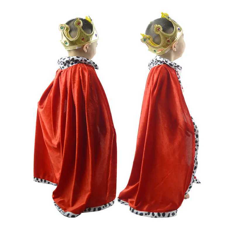 Adult Kids King Emperor Halloween Costume Red Cloak King Prince Robe Crown Children Birthday Party Cosplay Props Accessory W250117